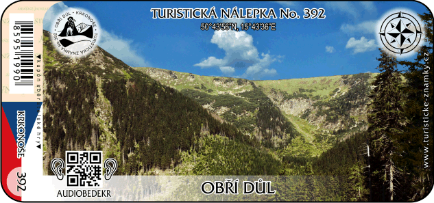 Turistická nálepka č. 392 Obří důl