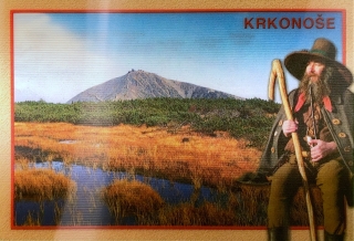 Pohlednice 3D Sněžka s Krakonošem
