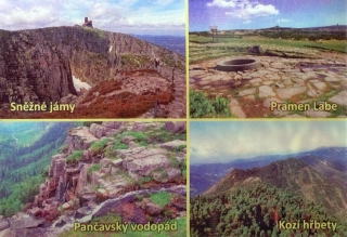 Pohlednice měnící Krkonoše mix, letní mapa Krkonoš